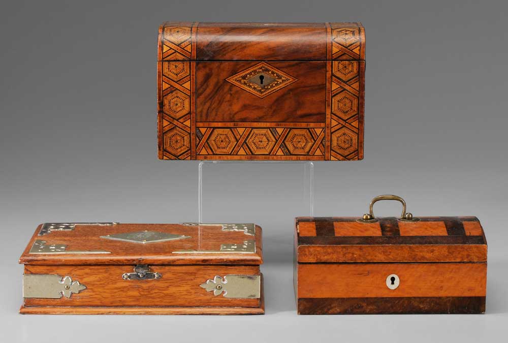 Three Wooden Boxes British, 19th