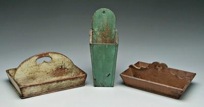 Three wooden cutlery boxes: one