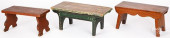 THREE WOODEN FOOTSTOOLS, 19TH/