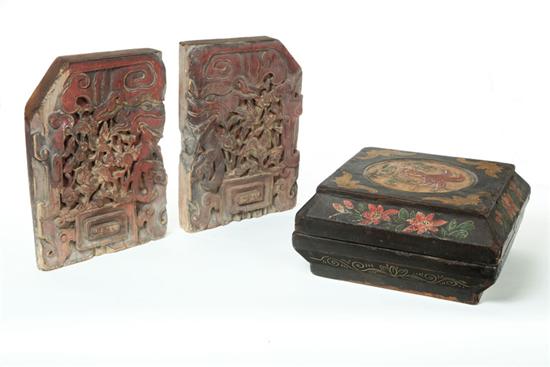 THREE WOODEN ITEMS.  Asian  20th