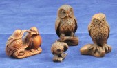 Three wooden netsuke signed ea