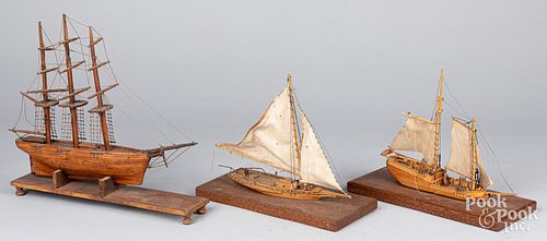 THREE WOODEN SHIP MODELS, 20TH