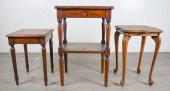 THREE WOODEN SIDE TABLESThree