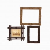 THREE WOODEN TRAMP ART FRAMES,