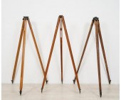 Three wooden transit tripods t