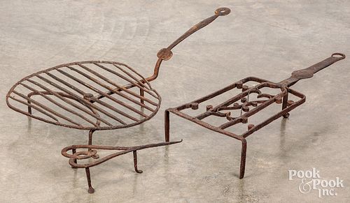 THREE WROUGHT IRON FIREPLACE