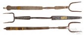 THREE WROUGHT IRON FLESH FORKS