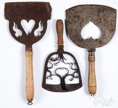 THREE WROUGHT IRON FOOD CHOPPE