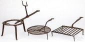 THREE WROUGHT IRON HEARTH COOK