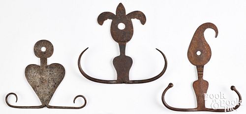 THREE WROUGHT IRON SKEWER