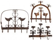 THREE WROUGHT IRON UTENSIL RAC