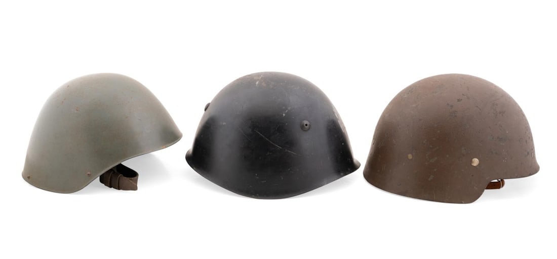 THREE WW2 MILITARY HELMETS SPAIN,