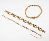 THREE YELLOW GOLD BRACELETSThr