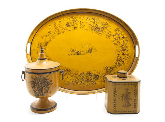 Three Yellow Tole Decorative