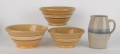 Three yelloware mixing bowls l