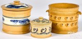 THREE YELLOWWARE CANISTERSThre