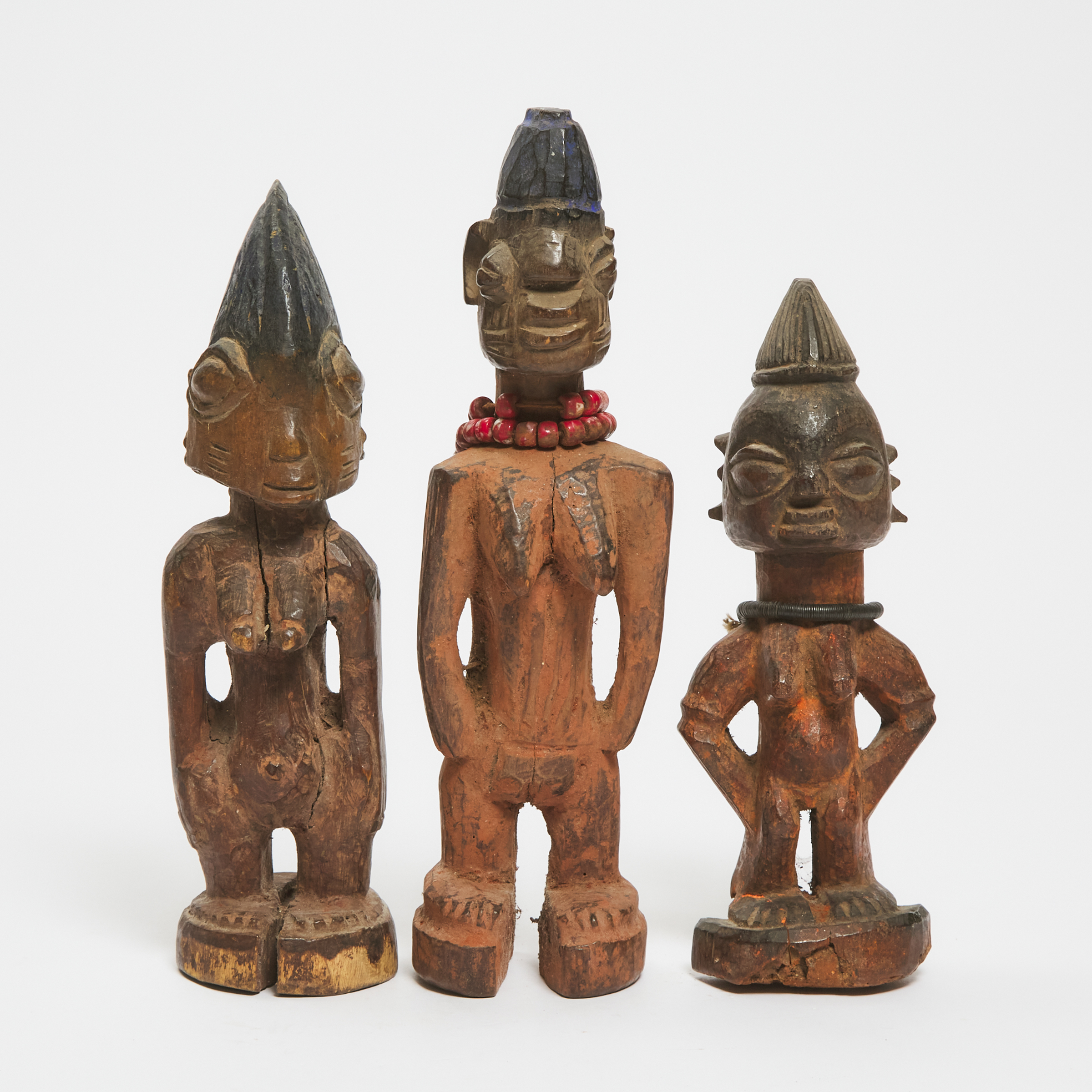 Three Yoruba Ibeji Figures,