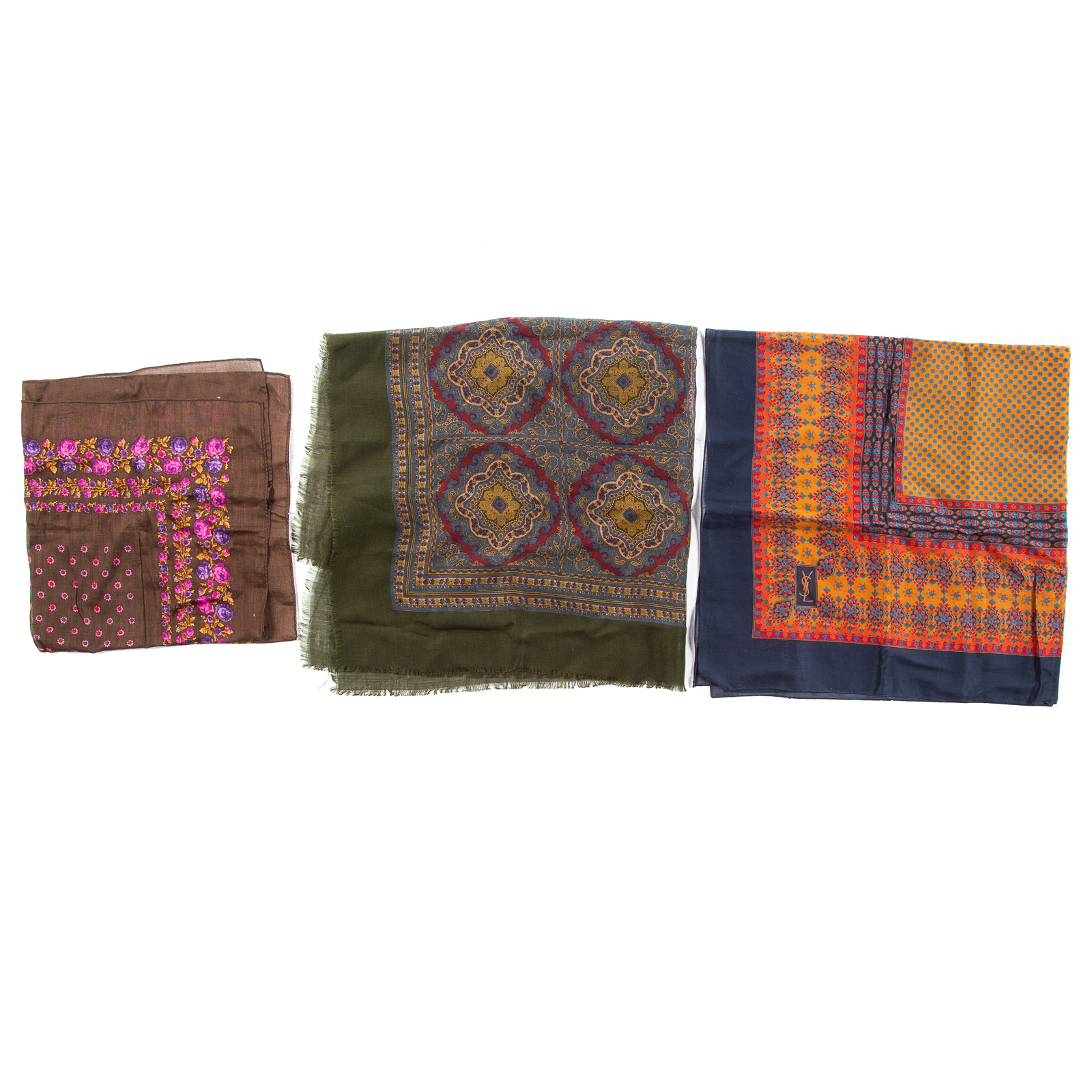 THREE YVES SAINT LAURENT SCARVES 1)