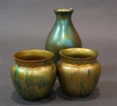 THREE ZSOLNAY EOSIN VASES, HEI