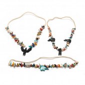 THREE ZUNI FETISH NECKLACES To