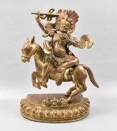 TIBET NEPAL GILT BRONZE GUARDI