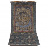 TIBETAN BLACK-GROUND THANGKA D