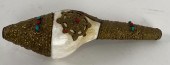 TIBETAN BRASS-MOUNTED CONCH SH