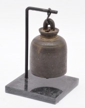 TIBETAN BRONZE BELL ON IRON AN