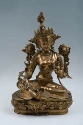 TIBETAN BRONZE GUAN YIN: Guan