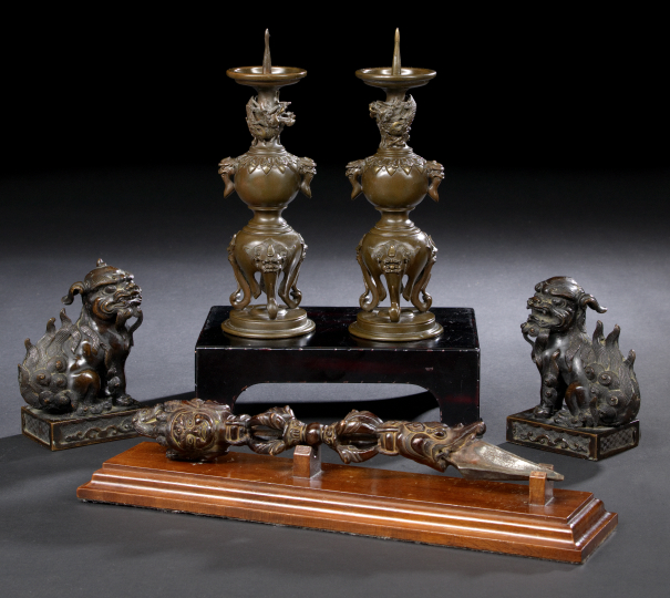 Tibetan Bronze Phurba and Stand, 