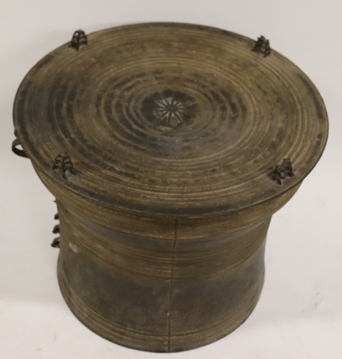 TIBETAN BRONZE RAIN DRUM WITH
