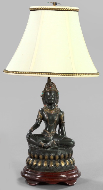 Tibetan Cast-Bronze and Jeweled