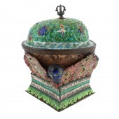 TIBETAN ENAMEL SKULL KAPALA La