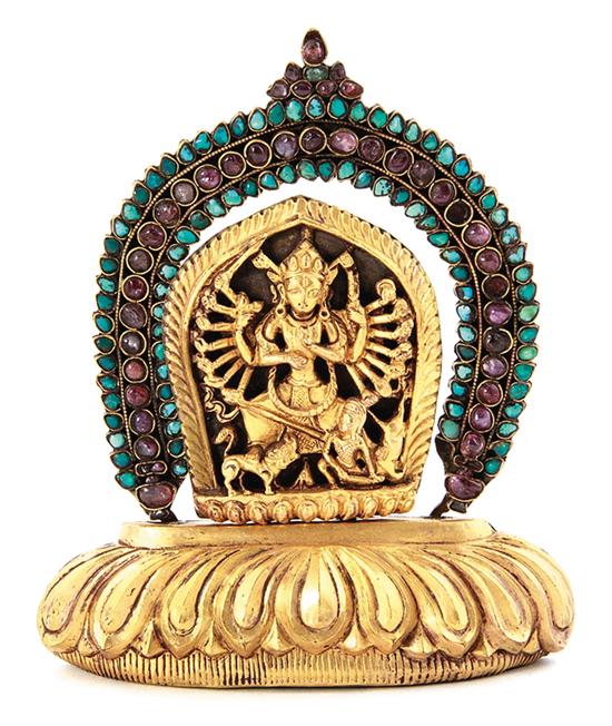 Tibetan gem-set brass Thousand-Hand