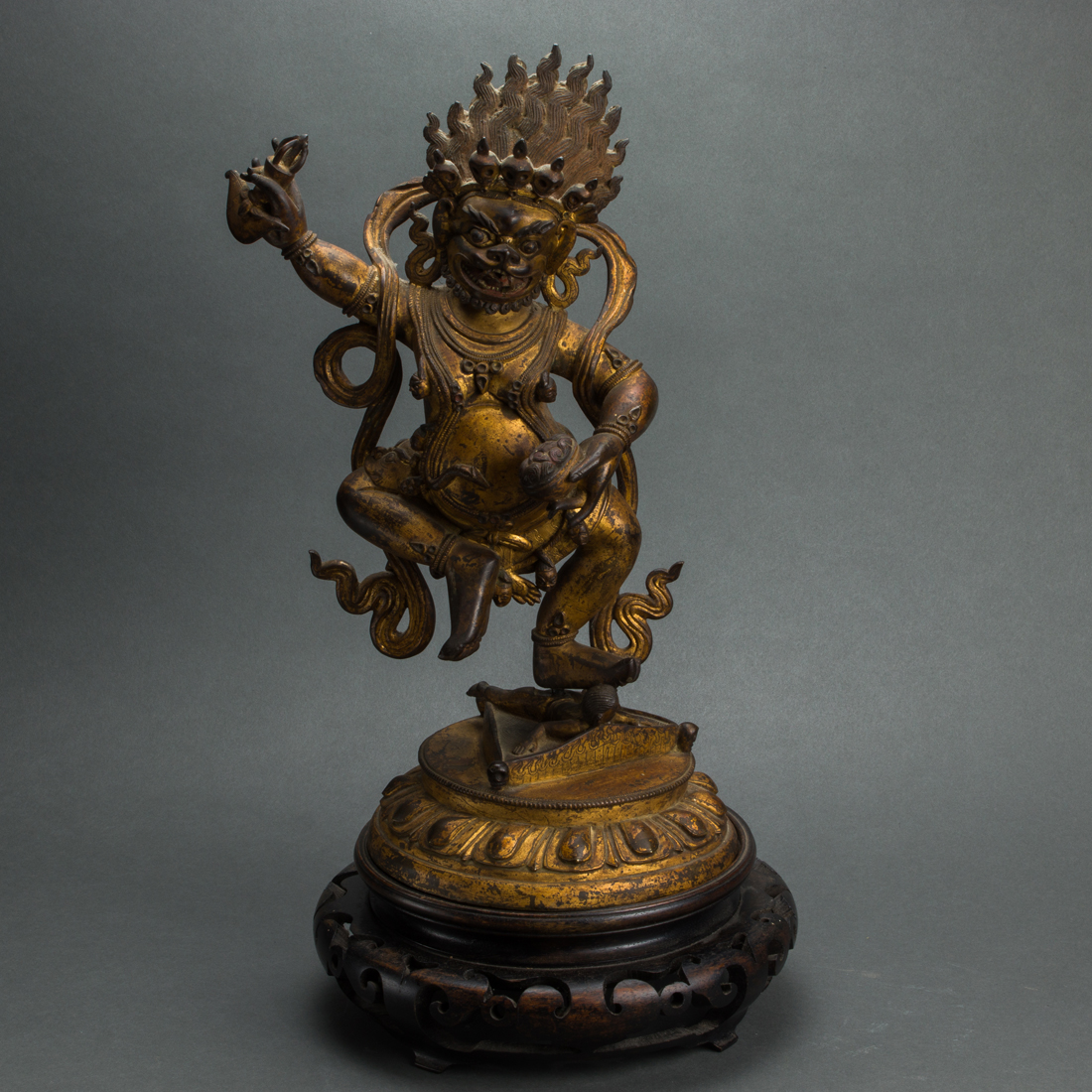 TIBETAN GILT BRONZE FIGURE OF