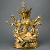 TIBETAN GILT BRONZE FIGURE OF