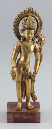 TIBETAN GILT-BRONZE FIGURE OF