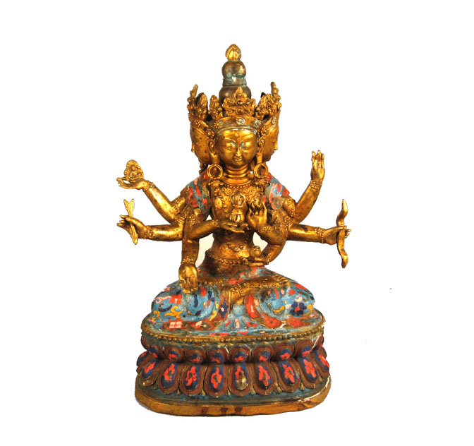 Tibetan gilt bronze & polychrome