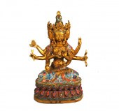Tibetan gilt bronze & polychro