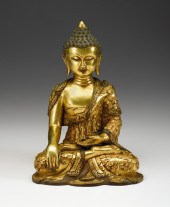 Tibetan gilt bronze seated Bud