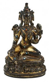 TIBETAN GILT BRONZE TARA FIGUR