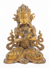 TIBETAN GILT BRONZE VAJRASATTV