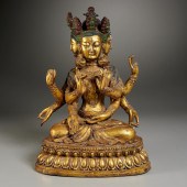 TIBETAN GILT METAL FIGURE OF B