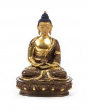 TIBETAN GILT, PATINATED, PAINT