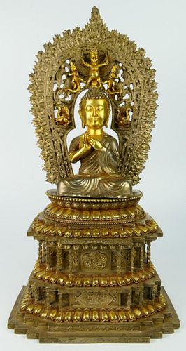 TIBETAN GILT & SILVERED BRONZE