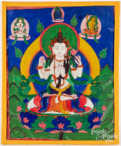 TIBETAN GOUACHE AND WATERCOLOR