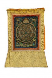 TIBETAN HANGING THANGKA W/ PEA