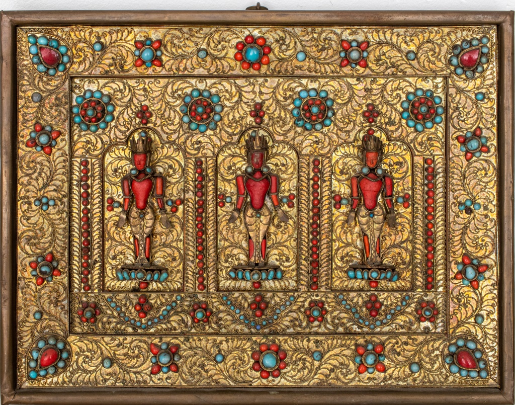 TIBETAN HARDSTONE & BRASS