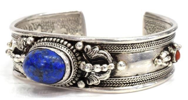 TIBETAN LAPIS CABOCHON SILVER