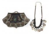 TIBETAN LEATHER AND SILVER PUR
